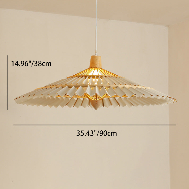 Traditional Japanese Dome Umbrella Shape Bamboo Parchment Weaving 1 - Light Chandelier For Dining Room