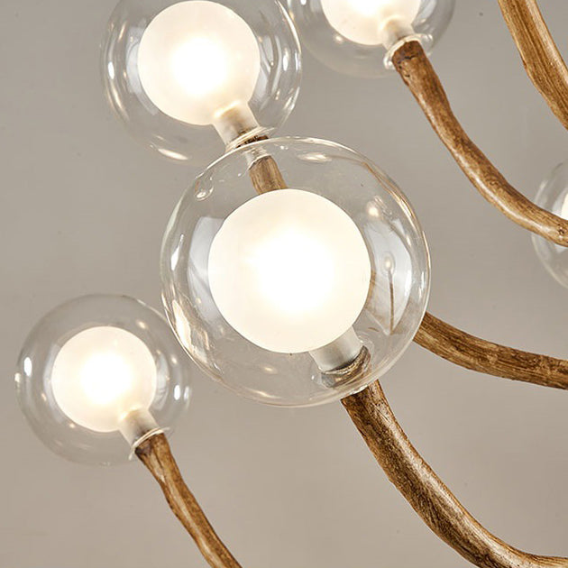 Traditional Japanese Dome Tree Branch Orbs Polymer Glass Hardware 3/6/9/12/15 - Light Chandelier For Dining Room