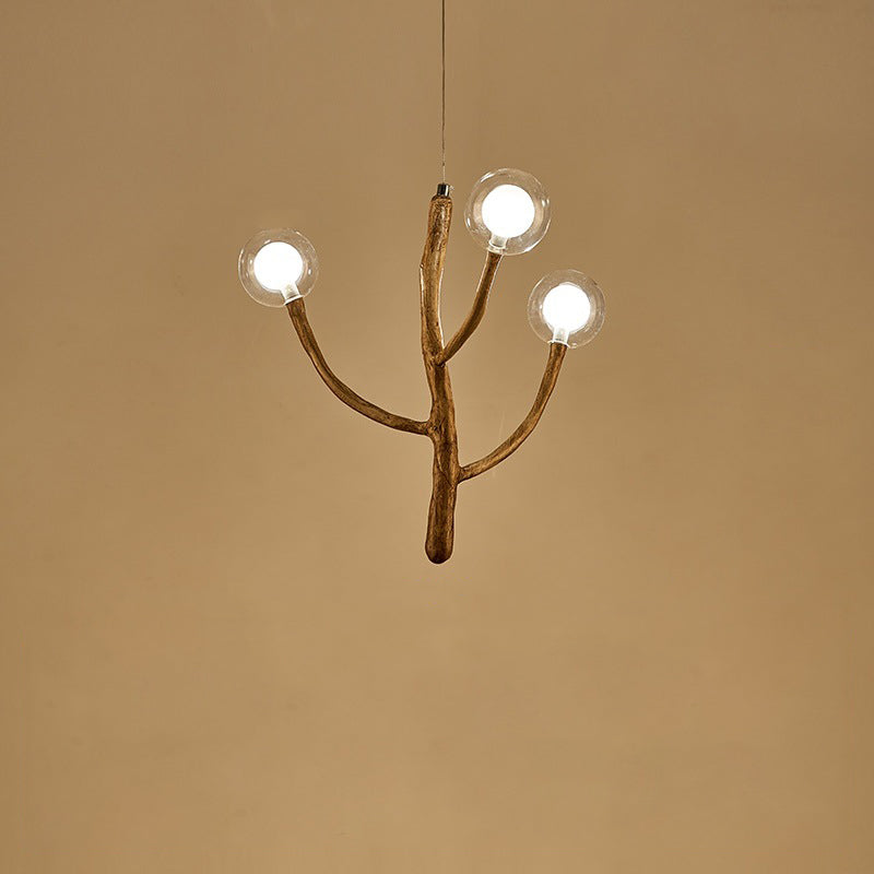 Traditional Japanese Dome Tree Branch Orbs Polymer Glass Hardware 3/6/9/12/15 - Light Chandelier For Dining Room