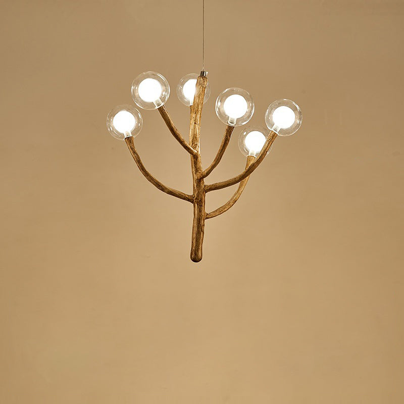 Traditional Japanese Dome Tree Branch Orbs Polymer Glass Hardware 3/6/9/12/15 - Light Chandelier For Dining Room