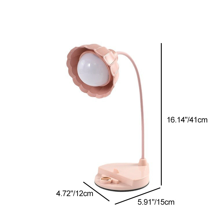 Contemporary Nordic Twistable Flower ABS Lampshade Round Base LED Table Lamp For Bedroom