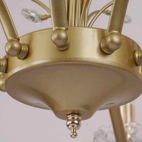 Contemporary Nordic Dome Branch Curved Rod Crystal Lampshade Iron 6/8/10 - Light Chandelier For Living Room