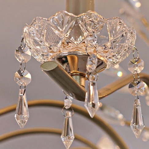 Contemporary Nordic Dome Branch Curved Rod Crystal Lampshade Iron 6/8/10 - Light Chandelier For Living Room