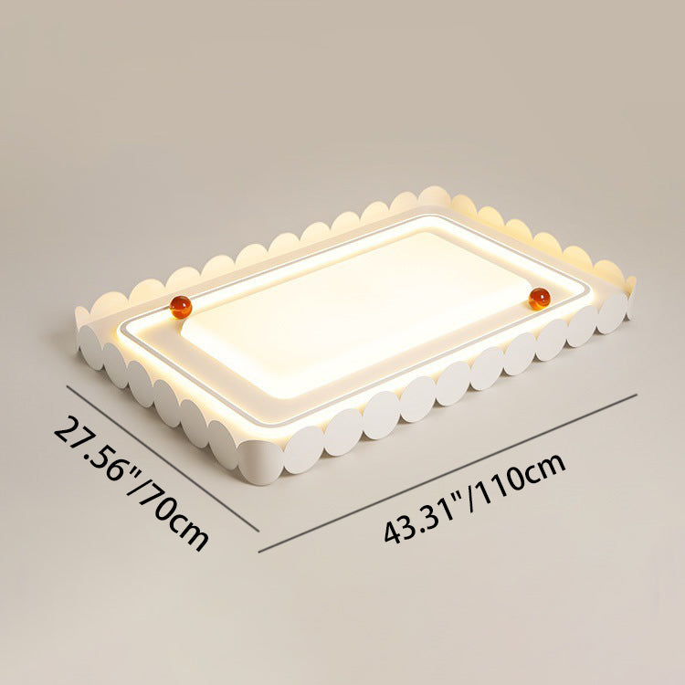 Contemporary Nordic Cream Round Square Rectangle Iron Acrylic LED Flush Mount Ceiling Light For Bedroom