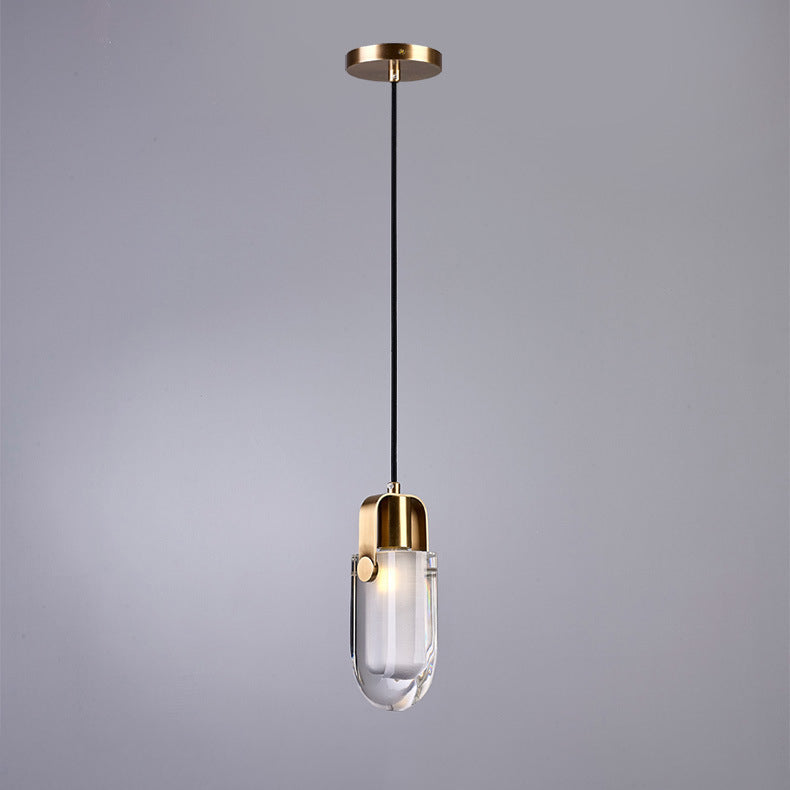 Contemporary Nordic Dome Oval Brass Crystal Lampshade 1 - Light Pendant Light For Bedroom