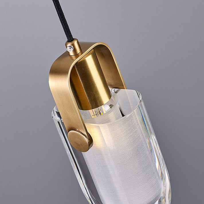 Contemporary Nordic Dome Oval Brass Crystal Lampshade 1 - Light Pendant Light For Bedroom
