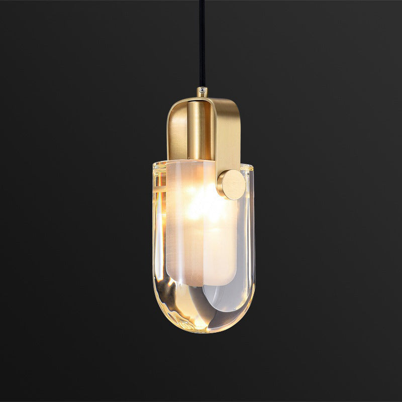 Contemporary Nordic Dome Oval Brass Crystal Lampshade 1 - Light Pendant Light For Bedroom