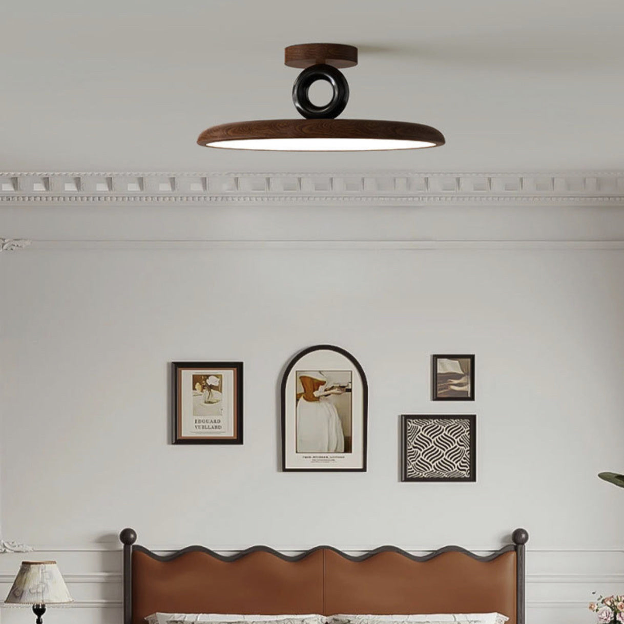 Contemporary Retro Dome Round Iron Acrylic LED Flush Mount Ceiling Light For Bedroom