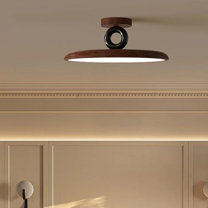 Contemporary Retro Dome Round Iron Acrylic LED Flush Mount Ceiling Light For Bedroom