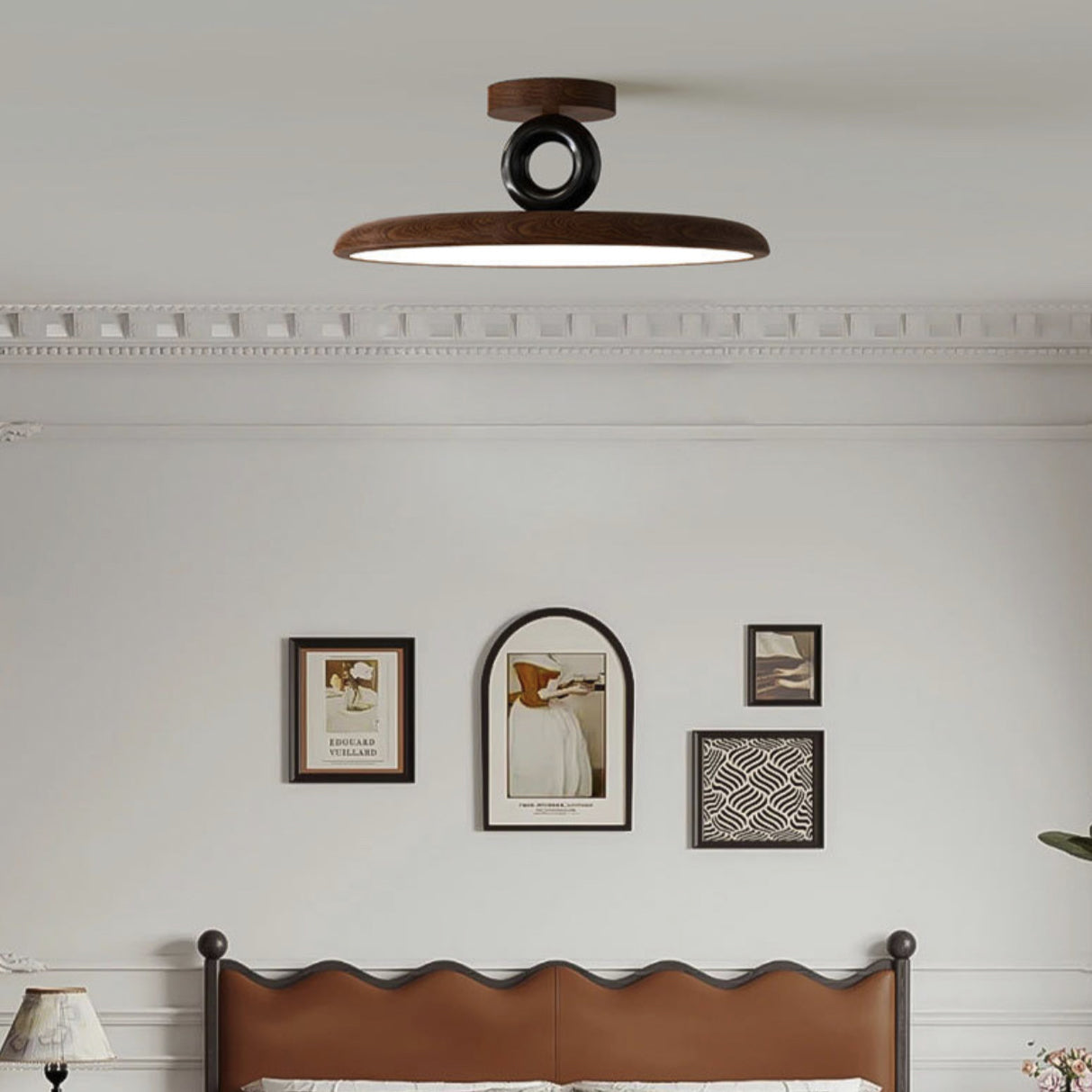 Contemporary Retro Dome Round Iron Acrylic LED Flush Mount Ceiling Light For Bedroom