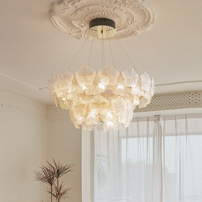 Traditional French Dome Round Snowflake Double Layer Iron Glass 16/20 - Light Chandelier For Living Room