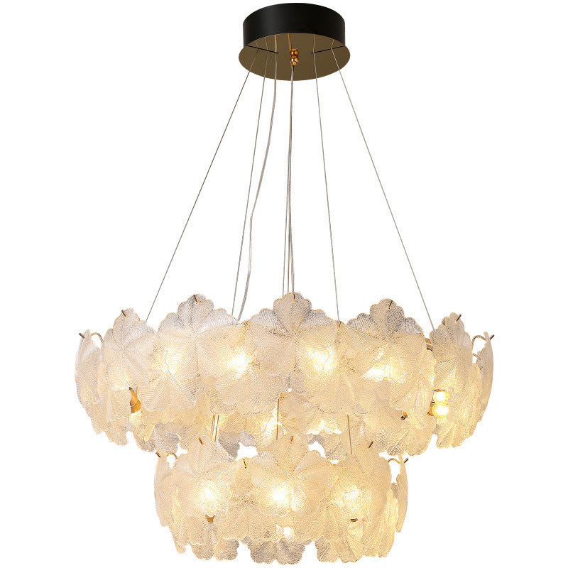 Traditional French Dome Round Snowflake Double Layer Iron Glass 16/20 - Light Chandelier For Living Room