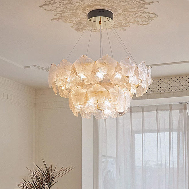 Traditional French Dome Round Snowflake Double Layer Iron Glass 16/20 - Light Chandelier For Living Room