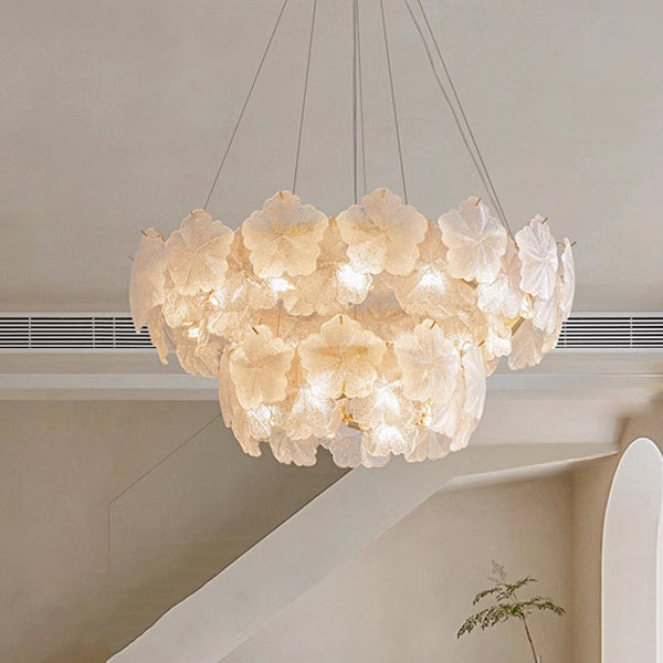 Traditional French Dome Round Snowflake Double Layer Iron Glass 16/20 - Light Chandelier For Living Room
