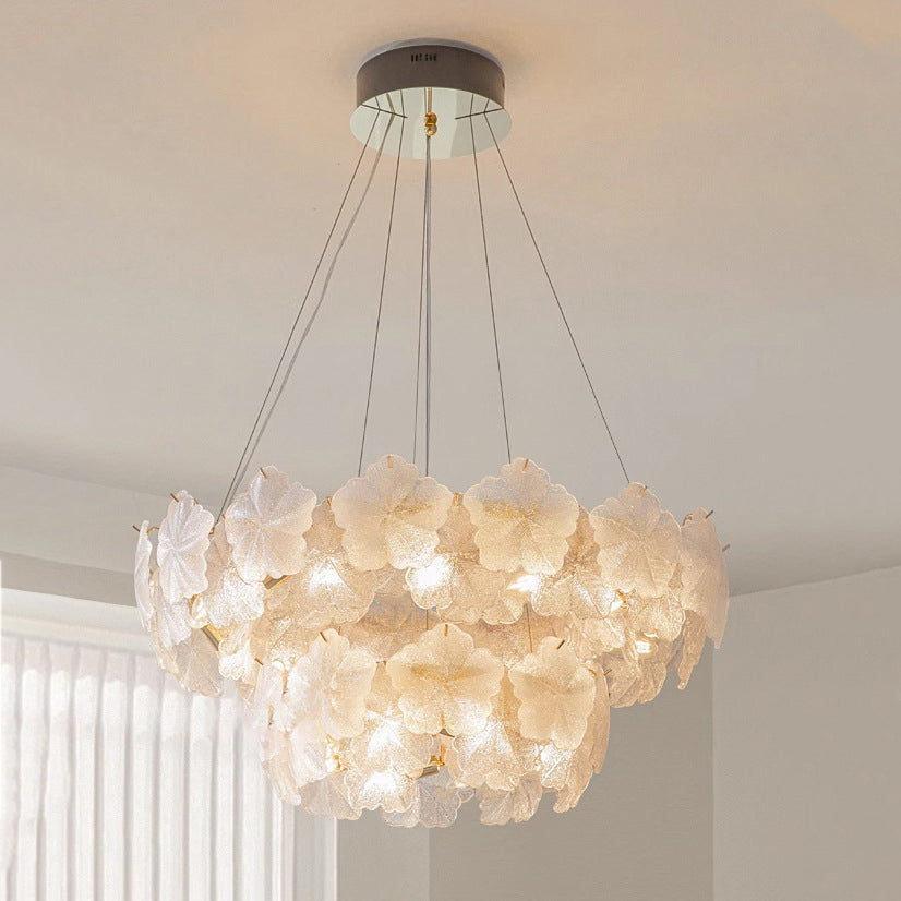 Traditional French Dome Round Snowflake Double Layer Iron Glass 16/20 - Light Chandelier For Living Room