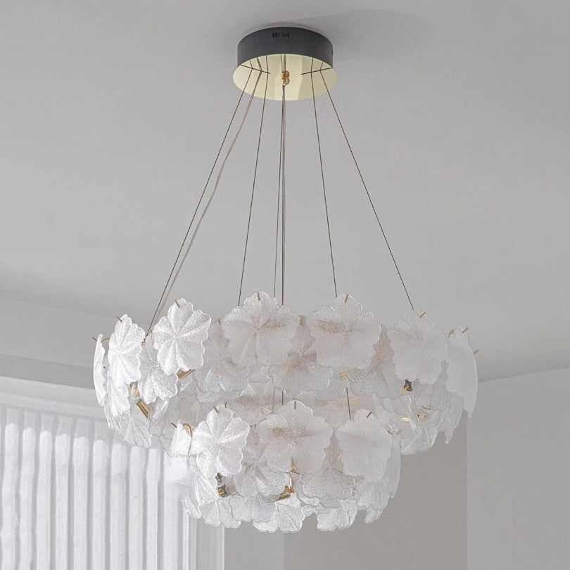 Traditional French Dome Round Snowflake Double Layer Iron Glass 16/20 - Light Chandelier For Living Room