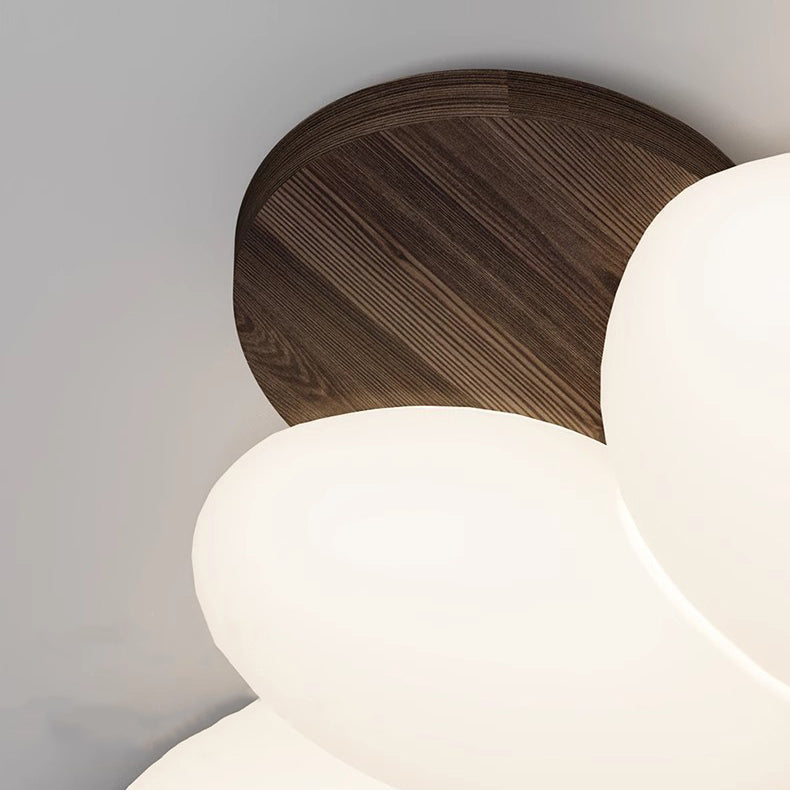 Contemporary Nordic Flowers Solid Wood PE LED Flush Mount Ceiling Light For Bedroom