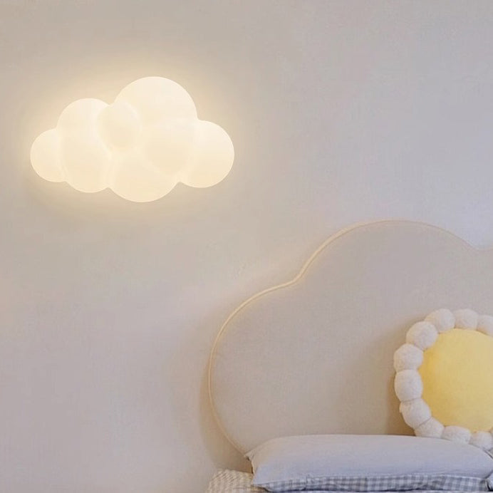 Contemporary Creative Cloud Pentagram Leaf Hardware PE LED Flush Mount Ceiling Light For Bedroom