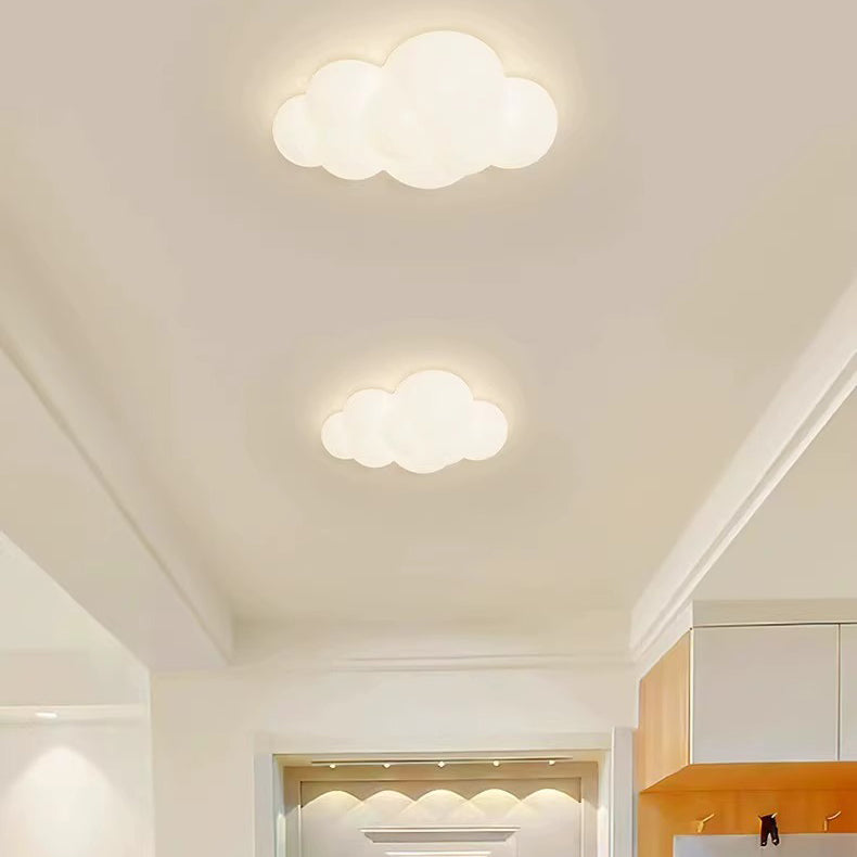 Contemporary Creative Cloud Pentagram Leaf Hardware PE LED Flush Mount Ceiling Light For Bedroom