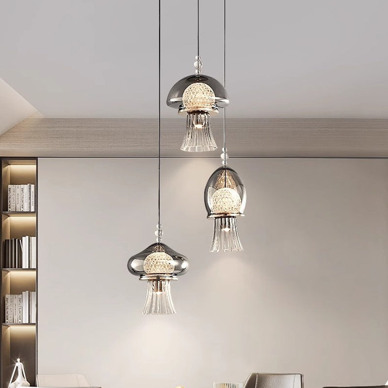 Contemporary Nordic Dome Jellyfish Liftable Acrylic Glass Lampshade LED Pendant Light For Dining Room