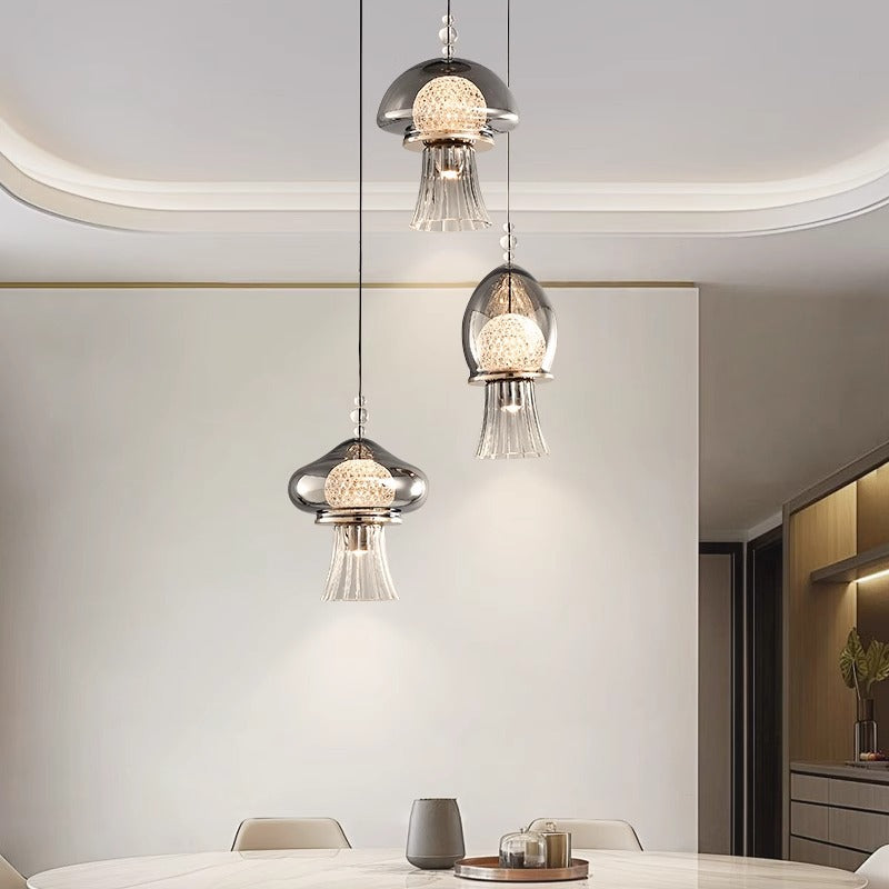 Contemporary Nordic Dome Jellyfish Liftable Acrylic Glass Lampshade LED Pendant Light For Dining Room