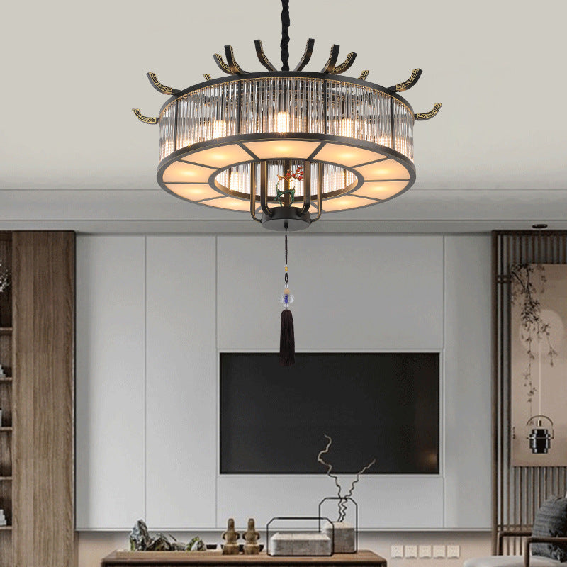 Traditional Chinese Dome Deer Round Rectangle Crystal Iron 4/6/8/10 - Light Chandelier For Dining Room