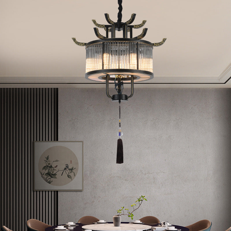 Traditional Chinese Dome Deer Round Rectangle Crystal Iron 4/6/8/10 - Light Chandelier For Dining Room