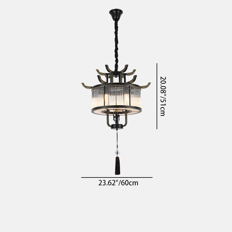 Traditional Chinese Dome Deer Round Rectangle Crystal Iron 4/6/8/10 - Light Chandelier For Dining Room