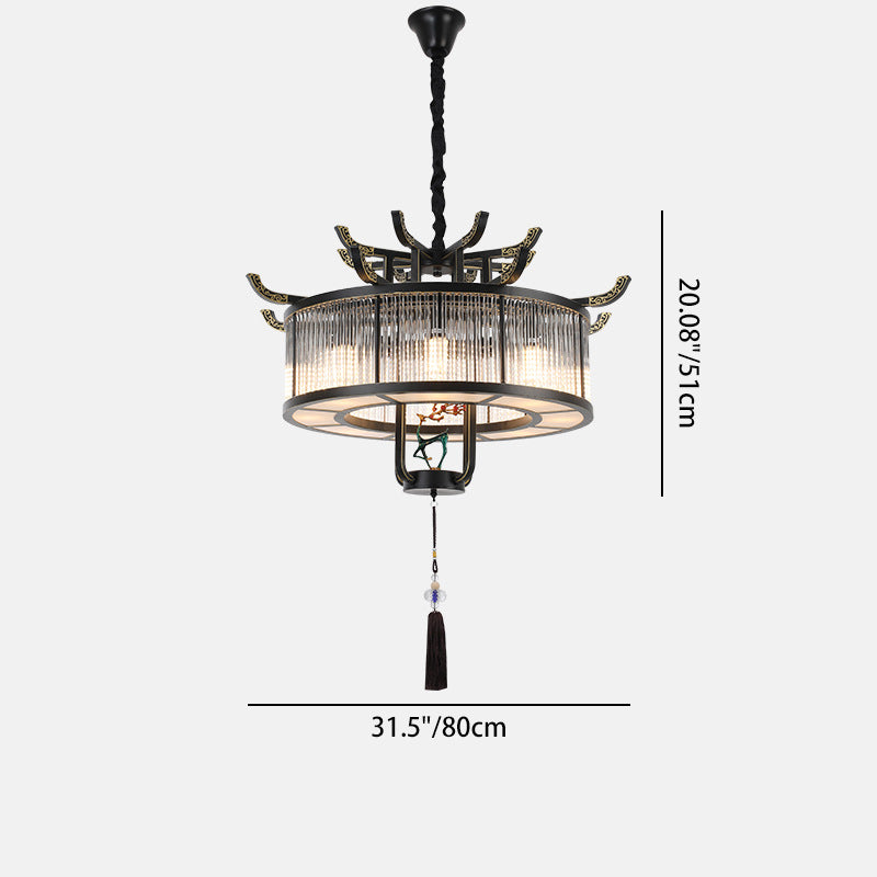 Traditional Chinese Dome Deer Round Rectangle Crystal Iron 4/6/8/10 - Light Chandelier For Dining Room
