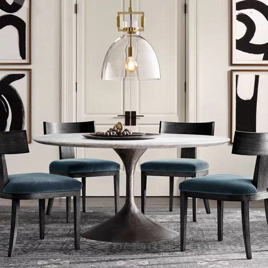 現代的なスカンジナビアの半円錐形の銅ガラス1灯ペンダントライト、ダイニングルーム用