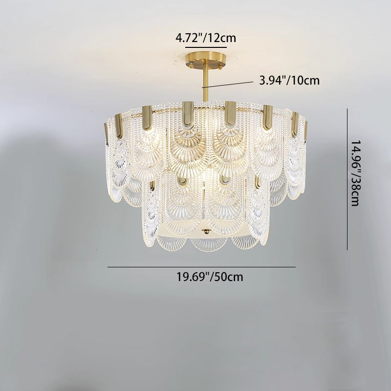 Traditional French Dome Round Double Layer Iron Glass 6/9/12 - Light Chandelier For Living Room