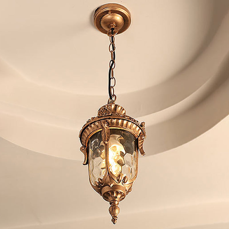 Traditional European Dome Conical Waterproof Aluminum Glass 1 - Light Pendant Light For Outdoor Patio