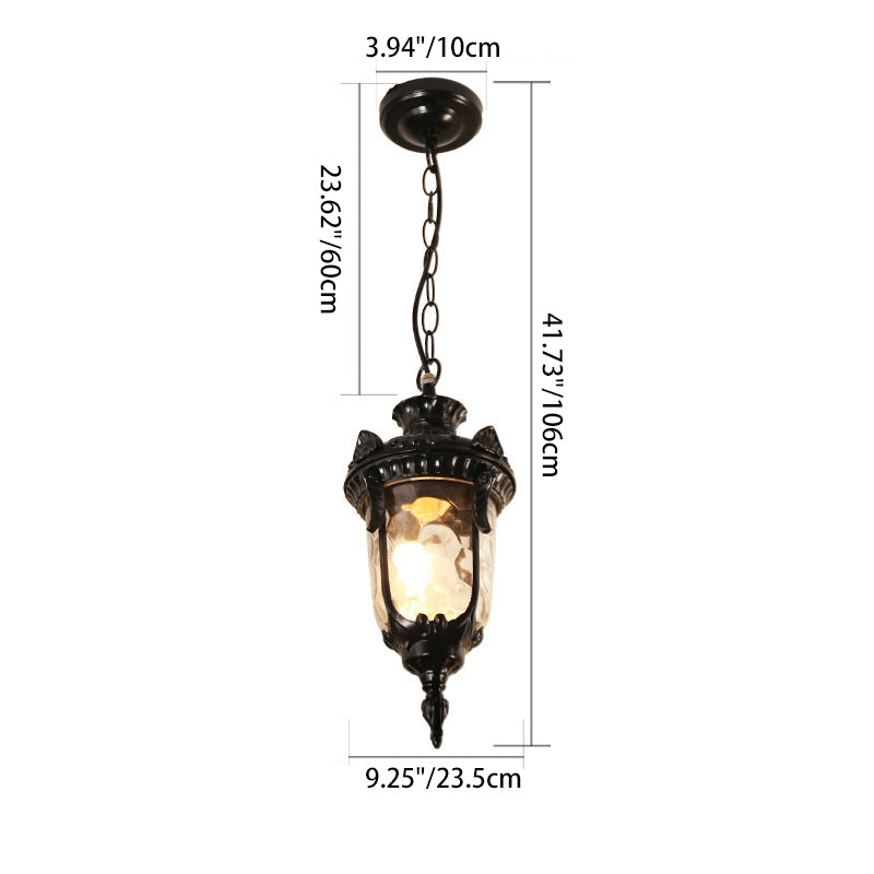 Traditional European Dome Conical Waterproof Aluminum Glass 1 - Light Pendant Light For Outdoor Patio