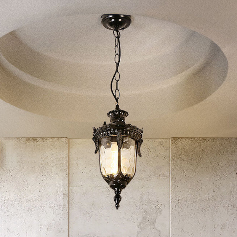 Traditional European Dome Conical Waterproof Aluminum Glass 1 - Light Pendant Light For Outdoor Patio