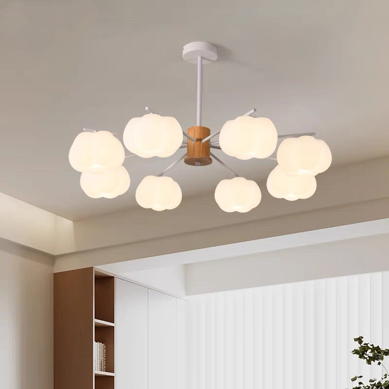 Traditional Japanese Dome Marshmallow Iron PE 5/8 - Light Chandelier For Living Room