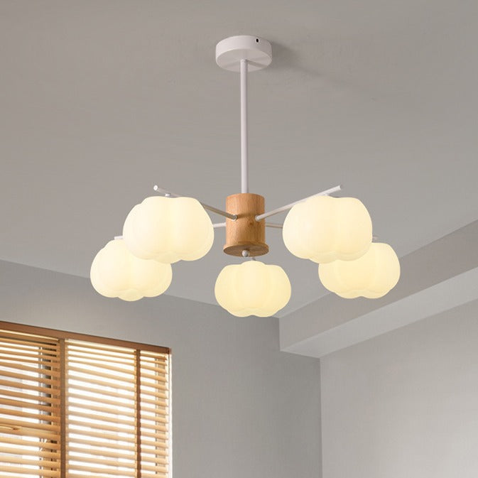 Traditional Japanese Dome Marshmallow Iron PE 5/8 - Light Chandelier For Living Room