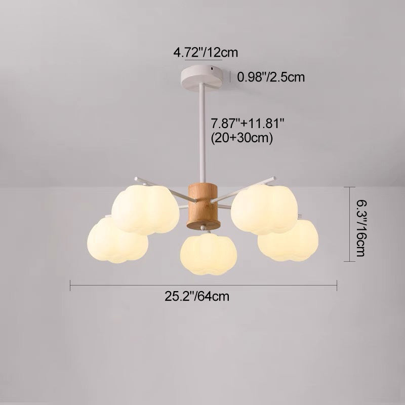 Traditional Japanese Dome Marshmallow Iron PE 5/8 - Light Chandelier For Living Room
