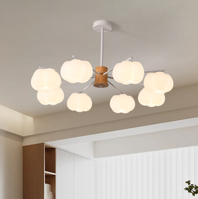 Traditional Japanese Dome Marshmallow Iron PE 5/8 - Light Chandelier For Living Room