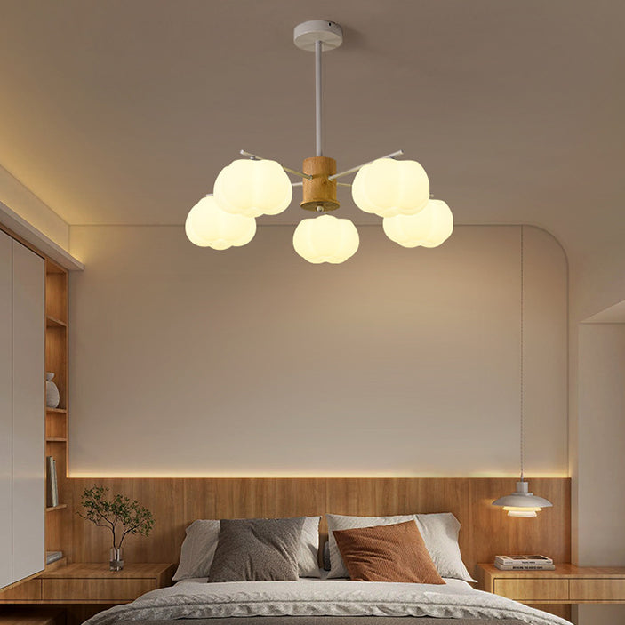 Traditional Japanese Dome Marshmallow Iron PE 5/8 - Light Chandelier For Living Room