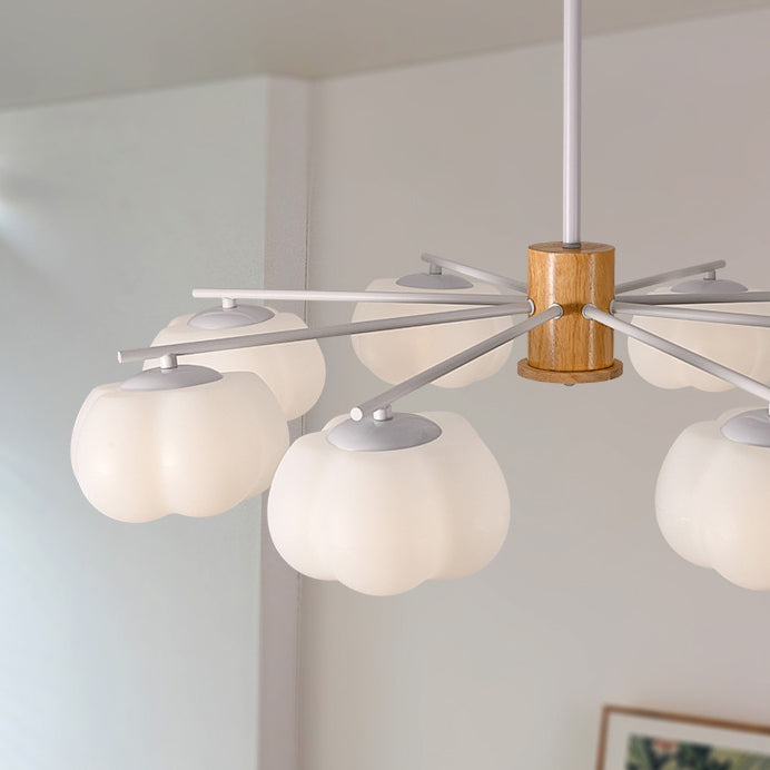 Traditional Japanese Dome Marshmallow Iron PE 5/8 - Light Chandelier For Living Room