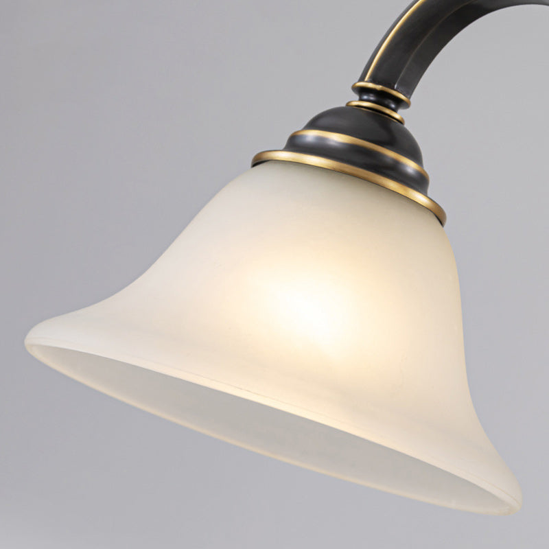 Contemporary Nordic Morning Glory Glass Lampshade Copper Jade 3 - Light Chandelier For Dining Room