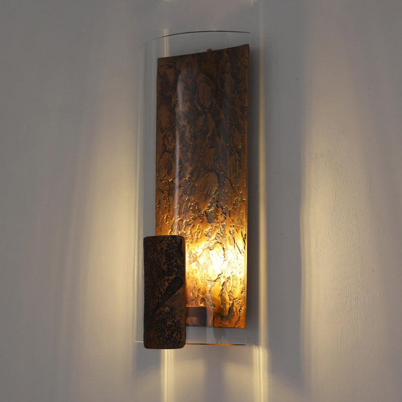 Modern Art Deco Semicircle Glass Aluminum 1 - Light Wall Sconce Lamp For Living Room