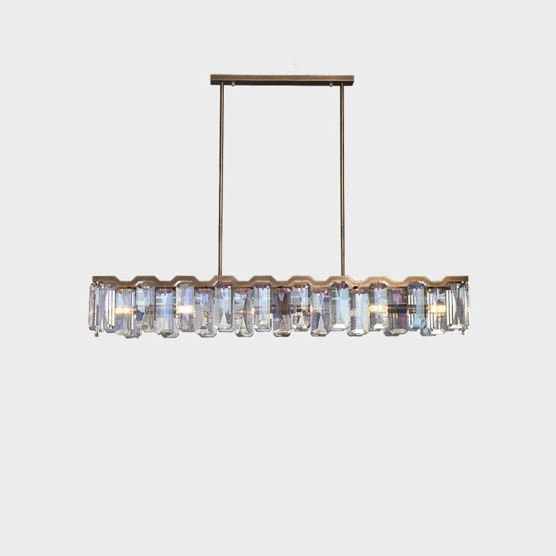 Modern Luxury Hardware Block Crystal Lampshade 4/6 - Light Island Light Chandelier For Dining Room