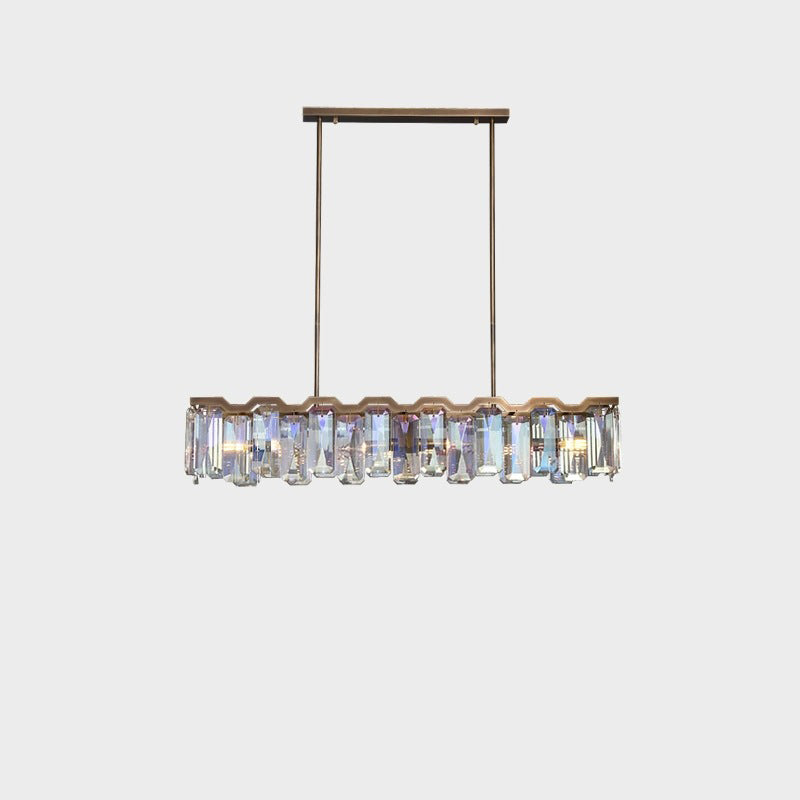 Modern Luxury Hardware Block Crystal Lampshade 4/6 - Light Island Light Chandelier For Dining Room