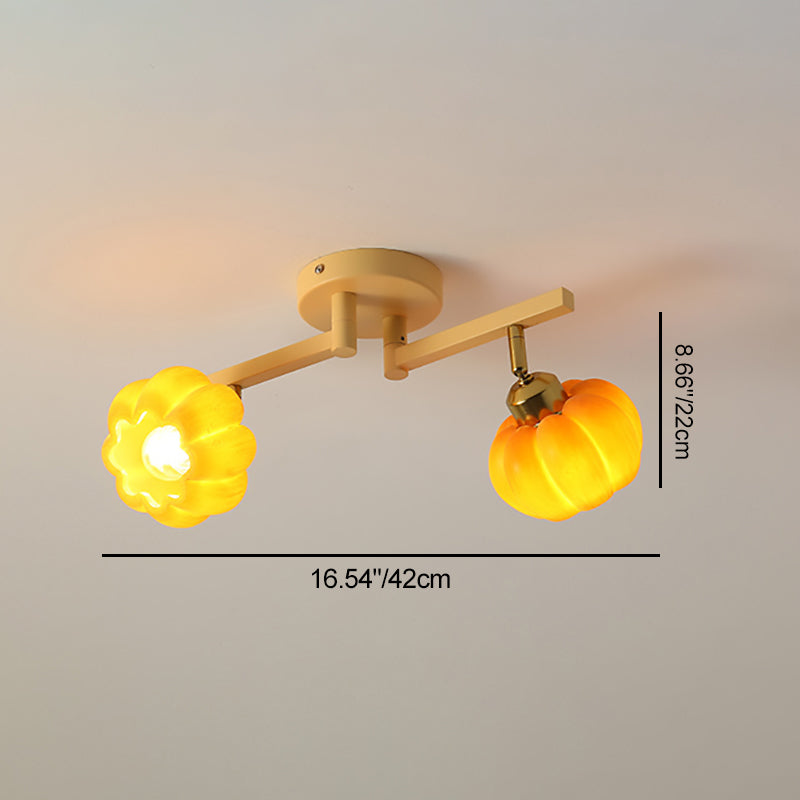 Contemporary Nordic Dome Pumpkin Resin Iron 2/3/4/5/6 - Light Semi-Flush Mount Ceiling Light For Living Room