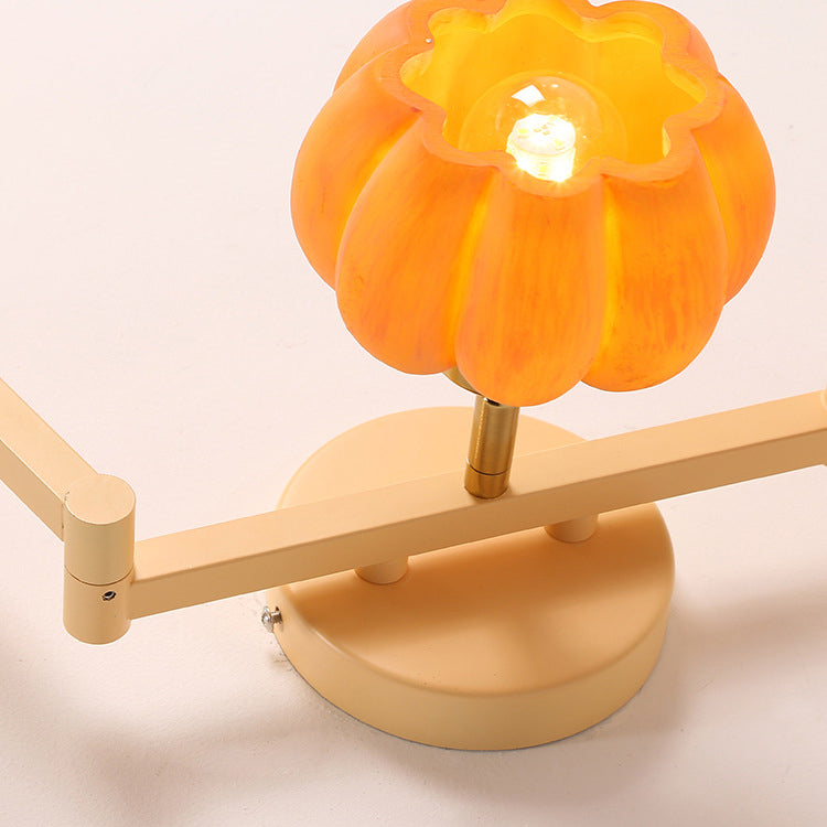 Contemporary Nordic Dome Pumpkin Resin Iron 2/3/4/5/6 - Light Semi-Flush Mount Ceiling Light For Living Room