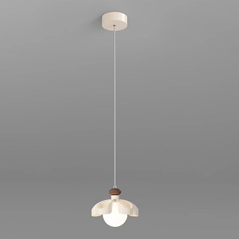Contemporary Nordic Cream Flower Iron PE Orb 1/3 - Light Chandelier For Dining Room