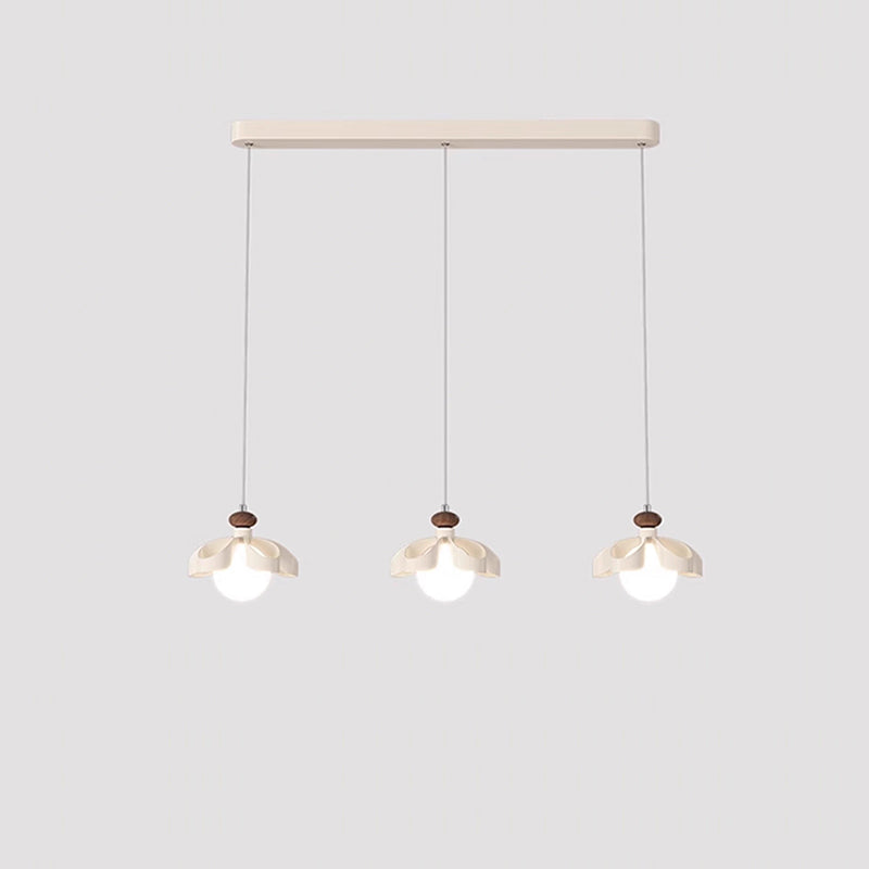 Contemporary Nordic Cream Flower Iron PE Orb 1/3 - Light Chandelier For Dining Room