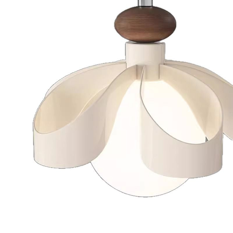 Contemporary Nordic Cream Flower Iron PE Orb 1/3 - Light Chandelier For Dining Room