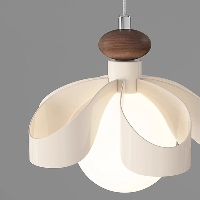 Contemporary Nordic Cream Flower Iron PE Orb 1/3 - Light Chandelier For Dining Room